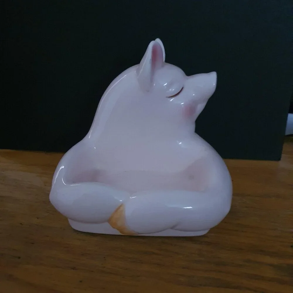 Vintage Fitz & Floyd Pink Pig Business Card Holder or Artificial Sweetener Dish